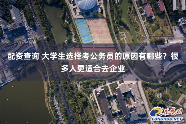 配资查询 大学生选择考公务员的原因有哪些？很多人更适合去企业