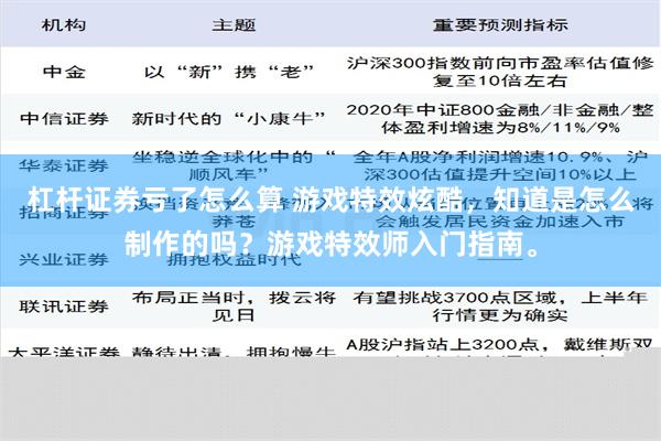 杠杆证券亏了怎么算 游戏特效炫酷，知道是怎么制作的吗？游戏特效师入门指南。